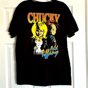 Chucky and Tiffany Bride of Chucky M black tee shirt